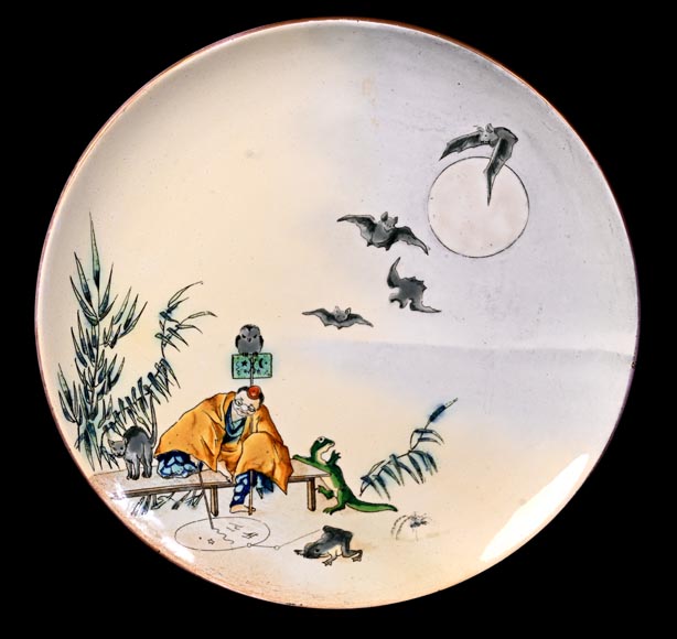 Manufacture Jules Vieillard & Cie, set of seven Japonist plates-1