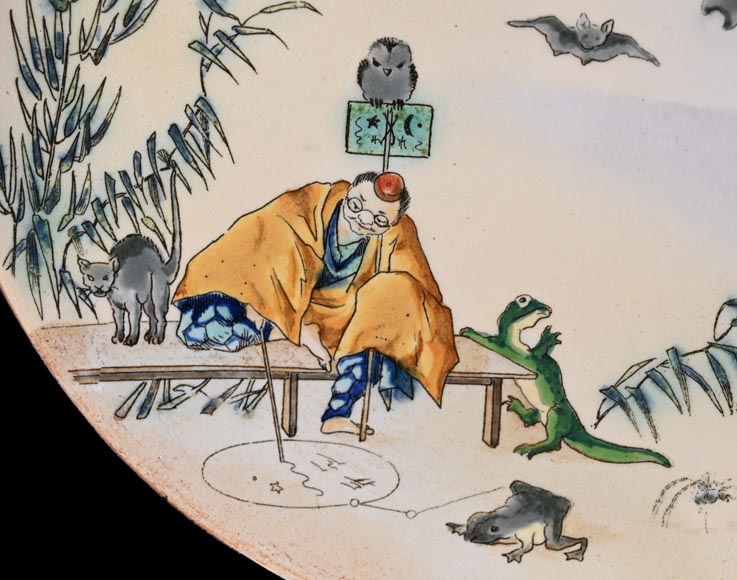 Manufacture Jules Vieillard & Cie, set of seven Japonist plates-2