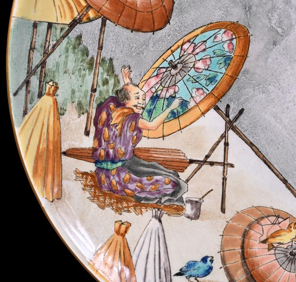 Manufacture Jules Vieillard & Cie, set of seven Japonist plates-4