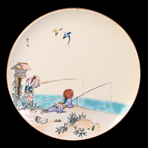 Manufacture Jules Vieillard & Cie, set of seven Japonist plates-5