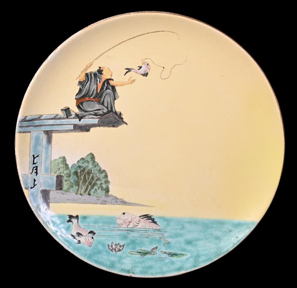 Manufacture Jules Vieillard & Cie, set of seven Japonist plates-8