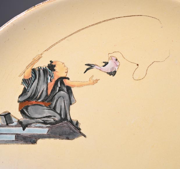 Manufacture Jules Vieillard & Cie, set of seven Japonist plates-9