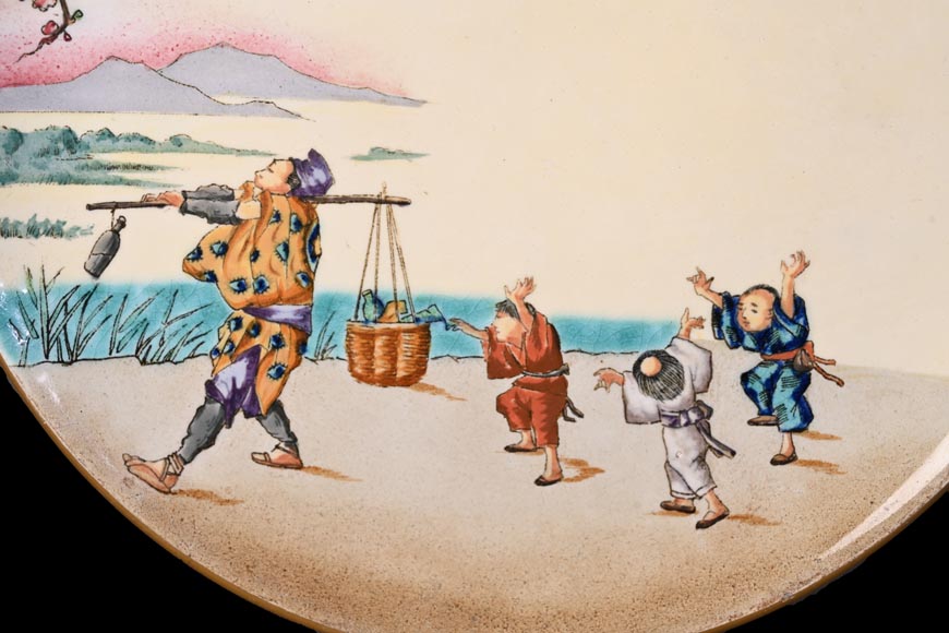 Manufacture Jules Vieillard & Cie, set of seven Japonist plates-11