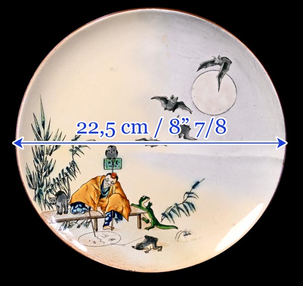 Manufacture Jules Vieillard & Cie, set of seven Japonist plates-18