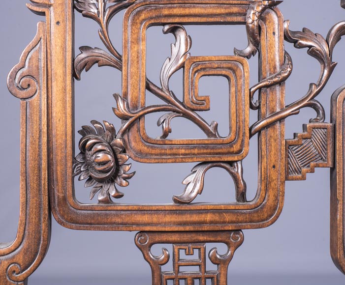 Pair of chair with openwork backseat in the taste of Japan Pair of chair with openwork backseat in the taste of Japan-8