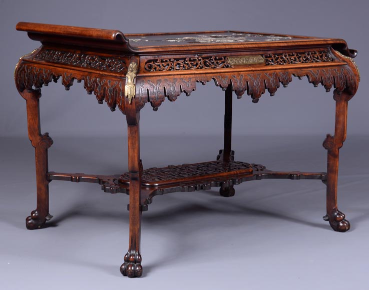 Gabriel Viardot (attributed to), Japanese table with bones birds marquetery, circa 1870-1880 Gabriel Viardot (attributed to), Japanese table with bones birds marquetery, circa 1870-1880-7
