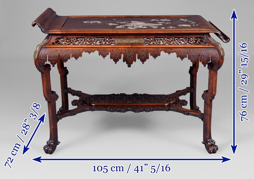 Gabriel Viardot (attributed to), Japanese table with bones birds marquetery, circa 1870-1880 Gabriel Viardot (attributed to), Japanese table with bones birds marquetery, circa 1870-1880-15