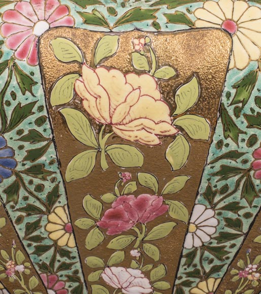 Ignac FISCHER - Chinese style jardiniere, in earthenware and gilded bronze Ignac FISCHER - Chinese style jardiniere, in earthenware and gilded bronze-10