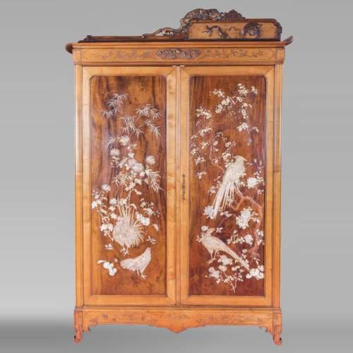 Gabriel VIARDOT (1830-1906) (attributed to) - A major Japanese wardrobe with large marquetry panels