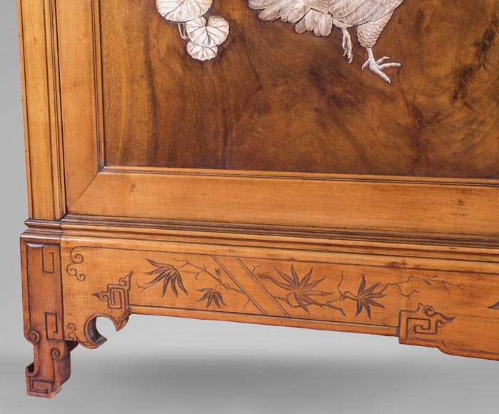 Gabriel VIARDOT (1830-1906) (attributed to) - A major Japanese wardrobe with large marquetry panels Gabriel VIARDOT (1830-1906) (attributed to) - A major Japanese wardrobe with large marquetry panels-3