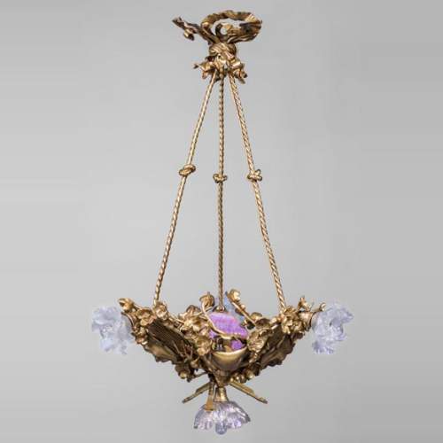 Eugène SOLEAU - Chandelier with Beshimi masks