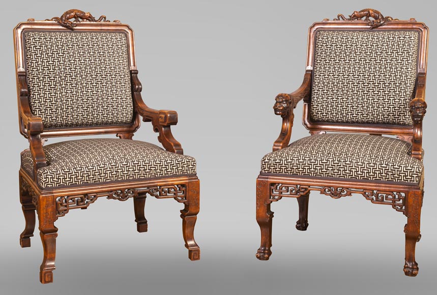 Gabriel VIARDOT (attributed to) - Set of two dragon chairs Gabriel VIARDOT (attributed to) - Set of two dragon chairs-0
