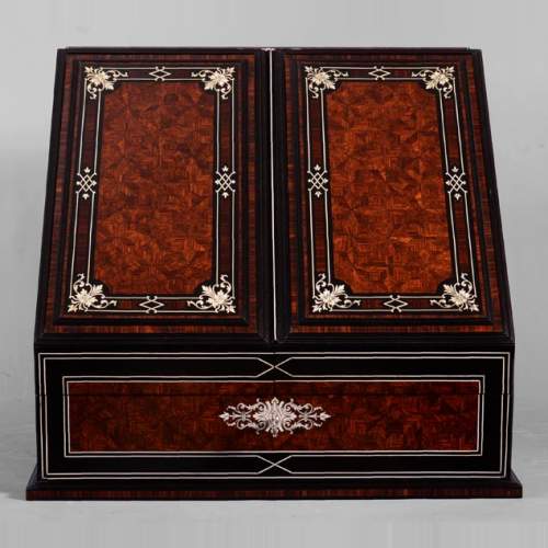 Maison SORMANI, Luxurious writing set in mahogany, ebony and ivory marquetry