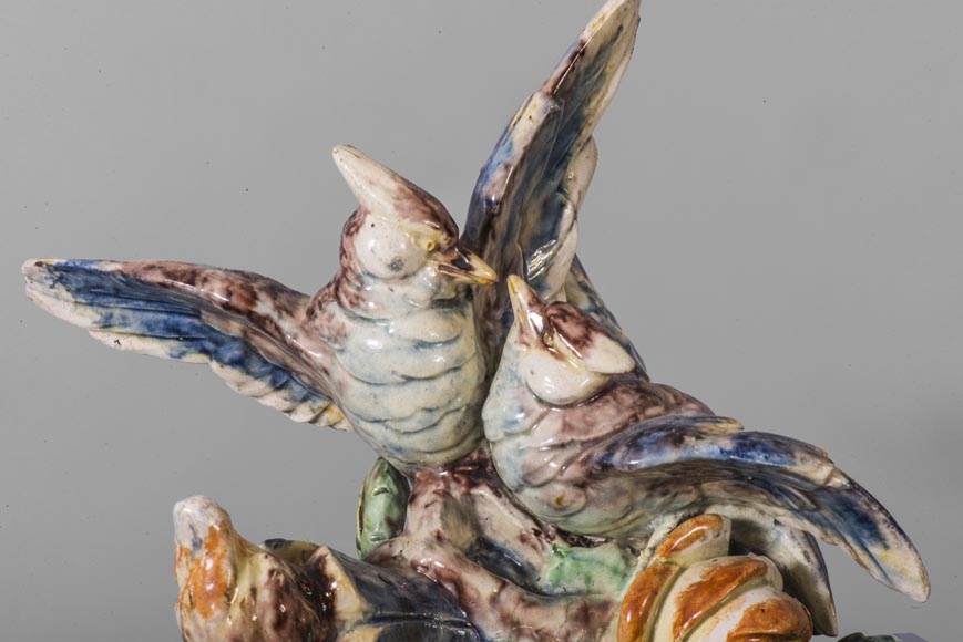 Polychrome earthenware pendulum, Cupid supporting the dial Polychrome earthenware pendulum, Cupid supporting the dial-6