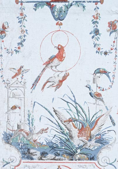 A beautiful set of polychrome wallpaper from a room-10