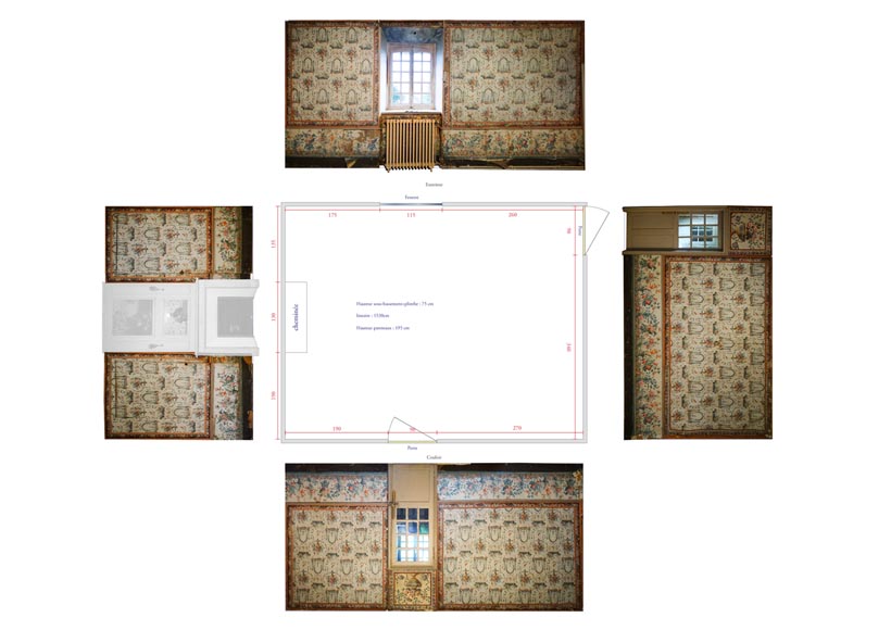 A beautiful set of polychrome wallpaper from a room-14