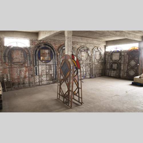 Important set of 20th century Art Deco style stained glass windows