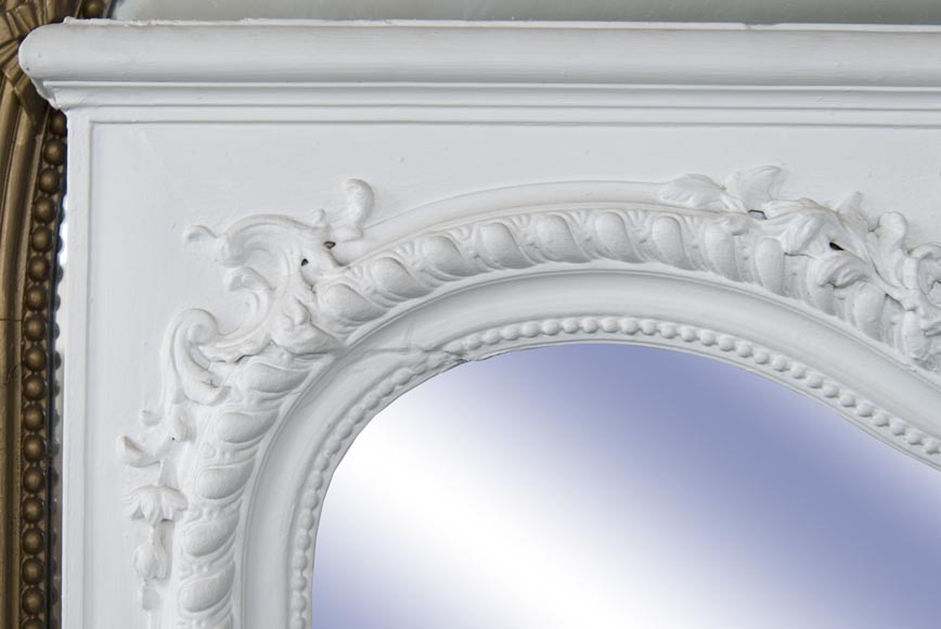 An antique Louis XV style overmantel with asymetric shell and crossbow pediment An antique Louis XV style overmantel with asymetric shell and crossbow pediment-2