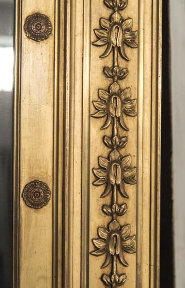 An antique Empire style overmantel, gilded, lions decorated pediment An antique Empire style overmantel, gilded, lions decorated pediment-4