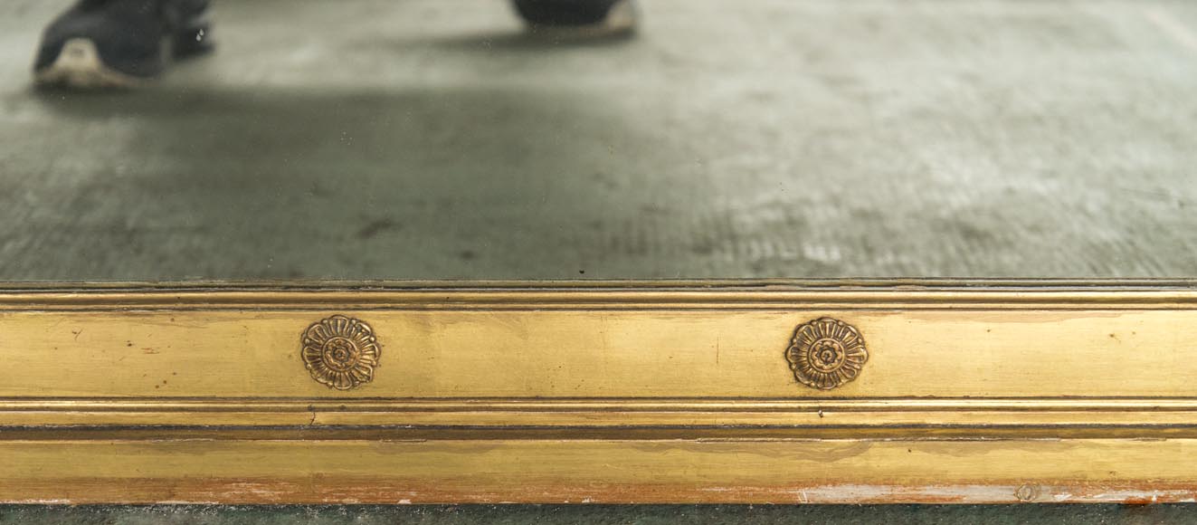 An antique Empire style overmantel, gilded, lions decorated pediment An antique Empire style overmantel, gilded, lions decorated pediment-6