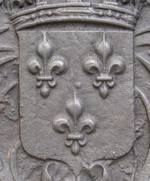 Cast iron fireback with the French coat of arms Cast iron fireback with the French coat of arms-2