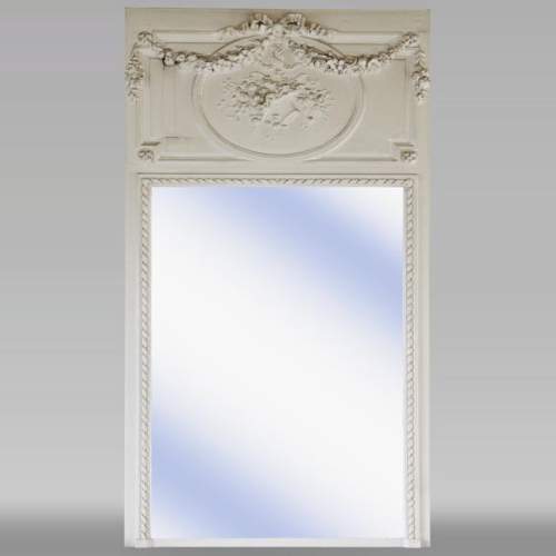 Antique Louis XVI style trumeau with floral basket decoration