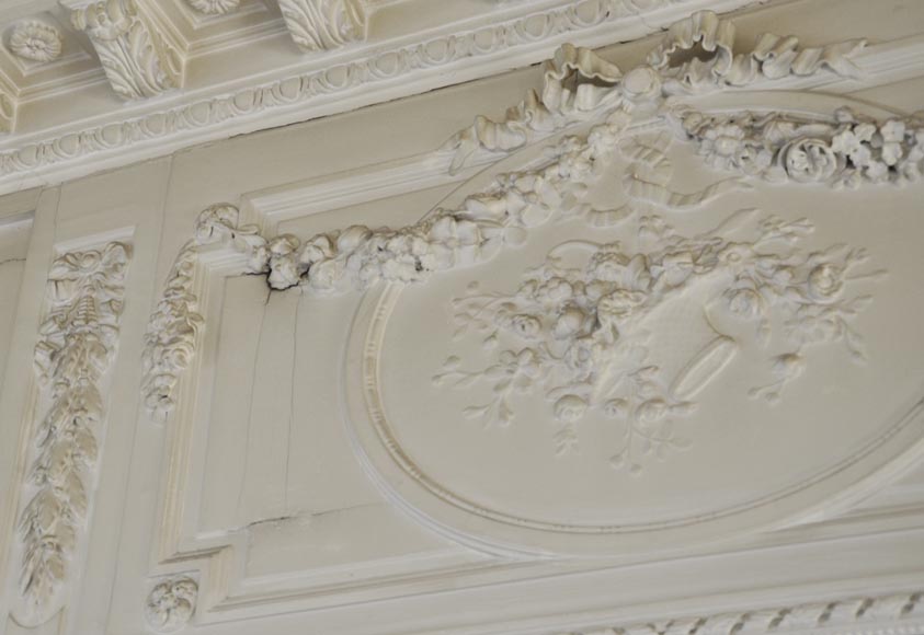 Antique Louis XVI style trumeau with floral basket decoration Antique Louis XVI style trumeau with floral basket decoration-5