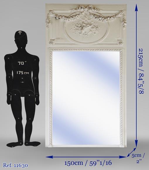 Antique Louis XVI style trumeau with floral basket decoration Antique Louis XVI style trumeau with floral basket decoration-6