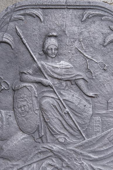 An antique fireback with Minerva, 18th century An antique fireback with Minerva, 18th century-1