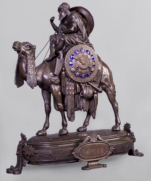 Clock with a egyptian meharist on his mount, late 19th century Clock with a egyptian meharist on his mount, late 19th century-1