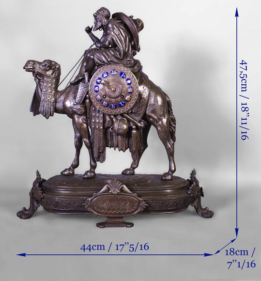 Clock with a egyptian meharist on his mount, late 19th century Clock with a egyptian meharist on his mount, late 19th century-9