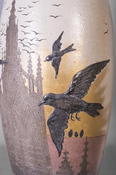 SARREGUEMINES MANUFACTURE - Sandstone vase SARREGUEMINES MANUFACTURE - Sandstone vase