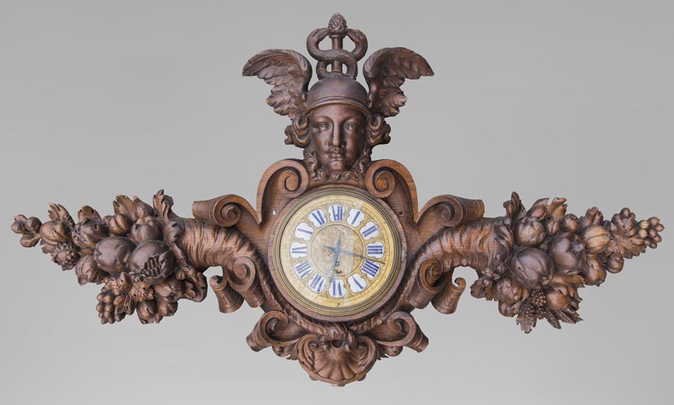 Large 19th century bracket clock featuring Hermes and his caduceus Large 19th century bracket clock featuring Hermes and his caduceus-0