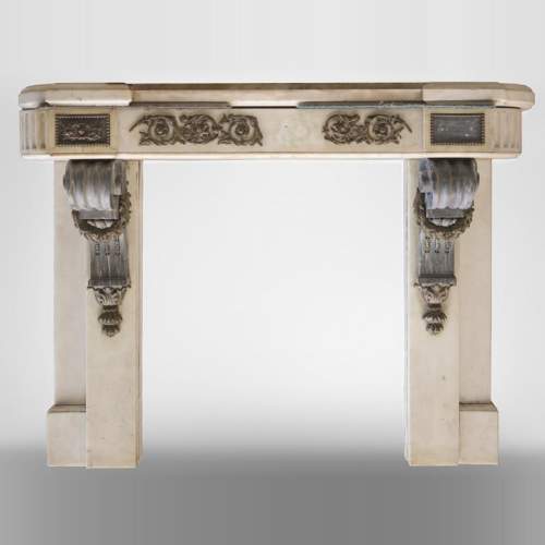 Napoleon III console in statuary and Turquin Blue marbles with bronze decorations