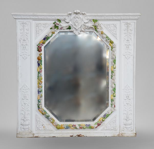 Napoleon III style overmantel pierglass with carved decoration of a garland of fruits Napoleon III style overmantel pierglass with carved decoration of a garland of fruits-0
