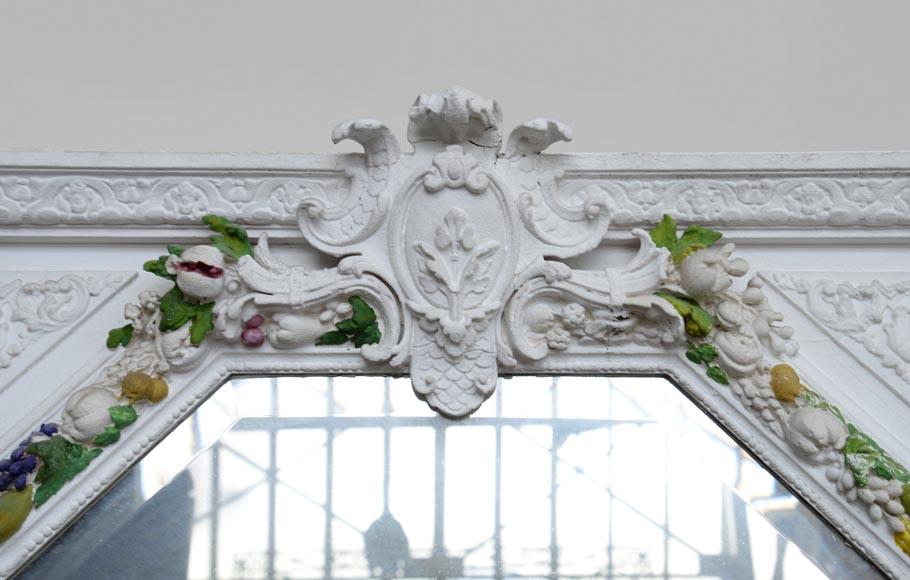 Napoleon III style overmantel pierglass with carved decoration of a garland of fruits Napoleon III style overmantel pierglass with carved decoration of a garland of fruits-1