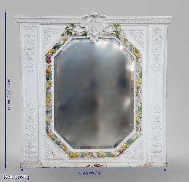 Napoleon III style overmantel pierglass with carved decoration of a garland of fruits Napoleon III style overmantel pierglass with carved decoration of a garland of fruits-7