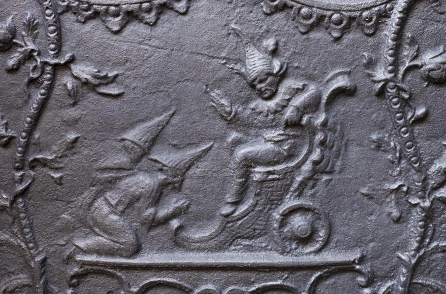 Modern fireback with Chinese-style decoration illustrating Modern fireback with Chinese-style decoration illustrating