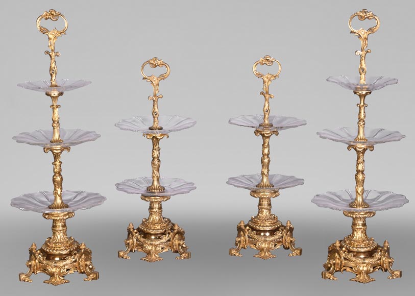 Napoleon III Style Gilt Bronze and Cut Crystal Centrepiece, circa 1850 Napoleon III Style Gilt Bronze and Cut Crystal Centrepiece, circa 1850-0
