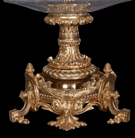 Napoleon III Style Gilt Bronze and Cut Crystal Centrepiece, circa 1850 Napoleon III Style Gilt Bronze and Cut Crystal Centrepiece, circa 1850-9