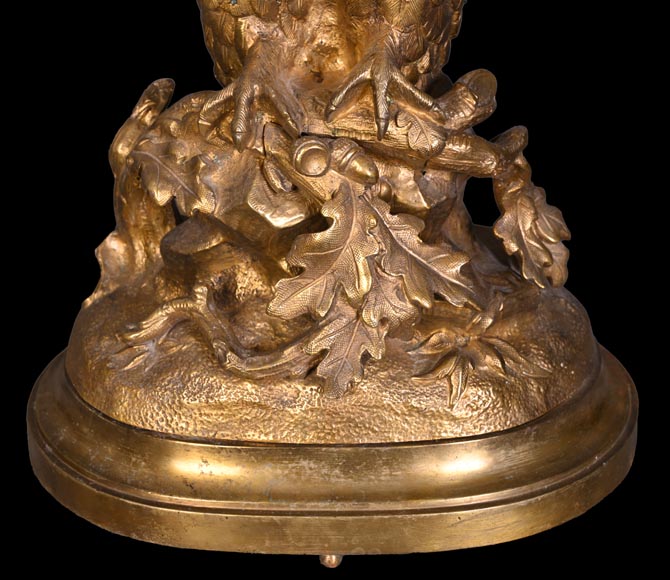 France, Gilt bronze owl clock, late 19th century-3