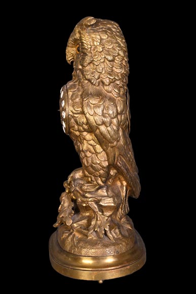 France, Gilt bronze owl clock, late 19th century-5