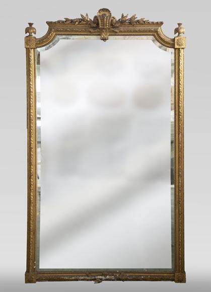 Antique gilded Trumeau, Napoleon III style, with a bevelled mirror Antique gilded Trumeau, Napoleon III style, with a bevelled mirror-0