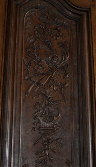 Double door in carved oak in Napoleon III style Double door in carved oak in Napoleon III style-2