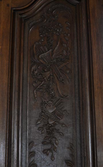 Double door in carved oak in Napoleon III style Double door in carved oak in Napoleon III style-3