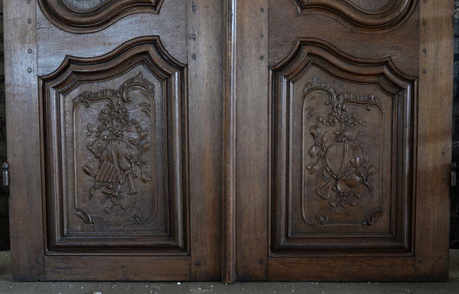 Double door in carved oak in Napoleon III style Double door in carved oak in Napoleon III style-7
