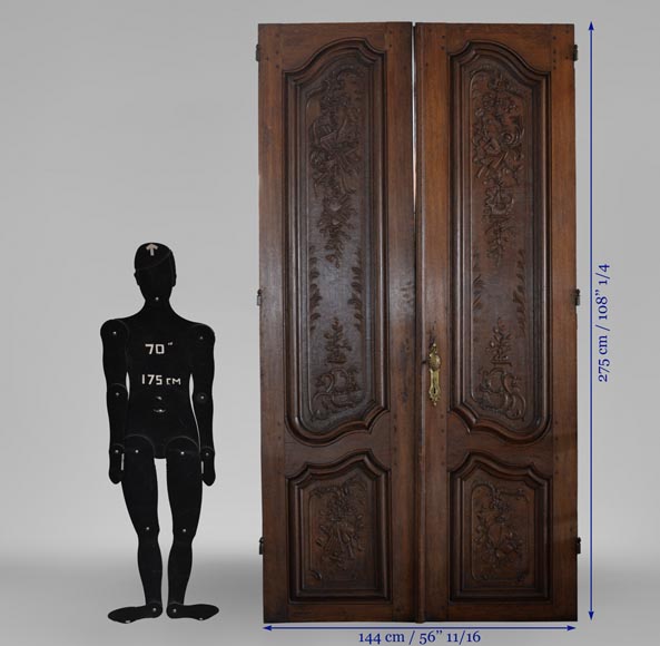 Double door in carved oak in Napoleon III style Double door in carved oak in Napoleon III style-10