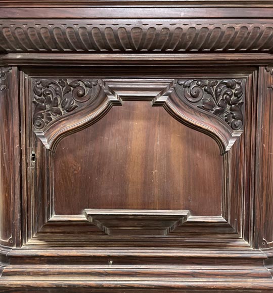 JULIUS GROSCHKUS (active in the second half of the 19th century), Mahogany grandfather clock with exotic decoration-8