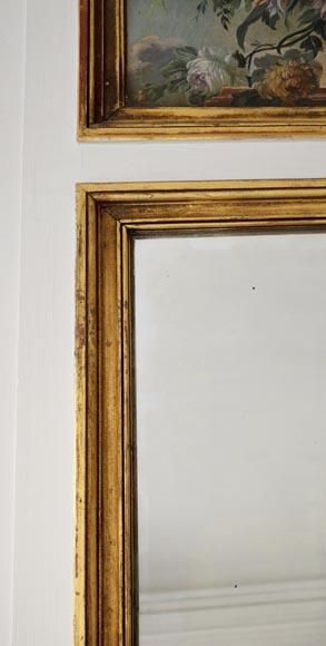 Antique trumeau with oil on canvas representing a bunch of flowers Antique trumeau with oil on canvas representing a bunch of flowers-2