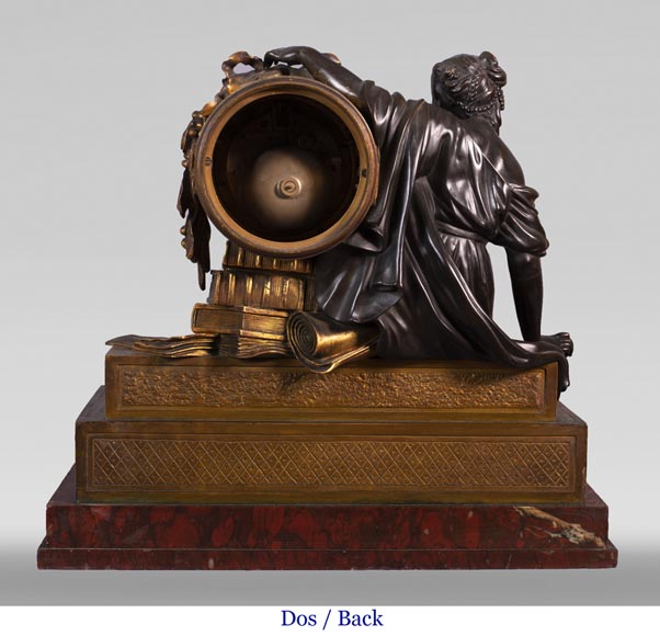 Maison Denière - Patinated and gilded bronze clock symbolizing Uranie Maison Denière - Patinated and gilded bronze clock symbolizing Uranie-9